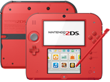 Nintendo 2DS - Crimson Red 2 - Back + Front + Stylus