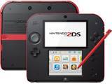 Nintendo 2DS - Crimson Red - Back + Front + Stylus