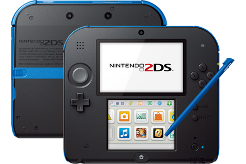 Nintendo 2DS - Electric Blue - Back + Front + Stylus