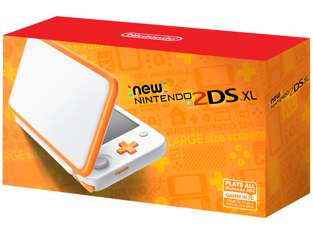 New Nintendo 2DS XL - White + Orange - Package - Front