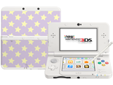 New Nintendo 3DS - White - Open - Screen On - Stylus - Yellow Stars Cover Plates
