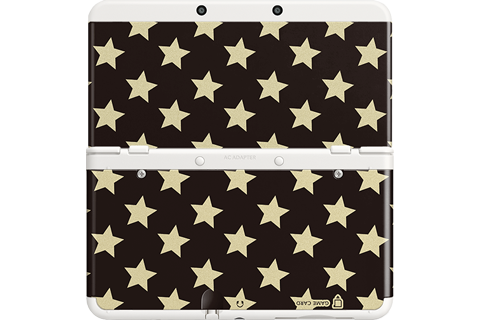 Cover Plate 29 - New Nintendo 3DS - Black with Gold Stars - White