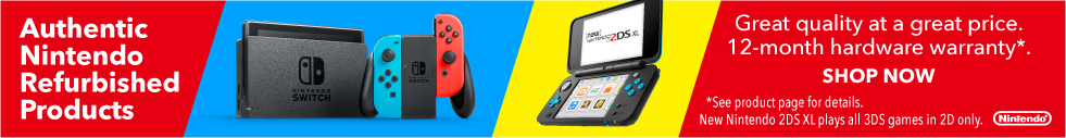 Clickable Image of Authentic Nintendo Refurbished Products - Nintendo Switch and New Nintendo 2DS XL - Great Quality, great price, 12 month warranty.