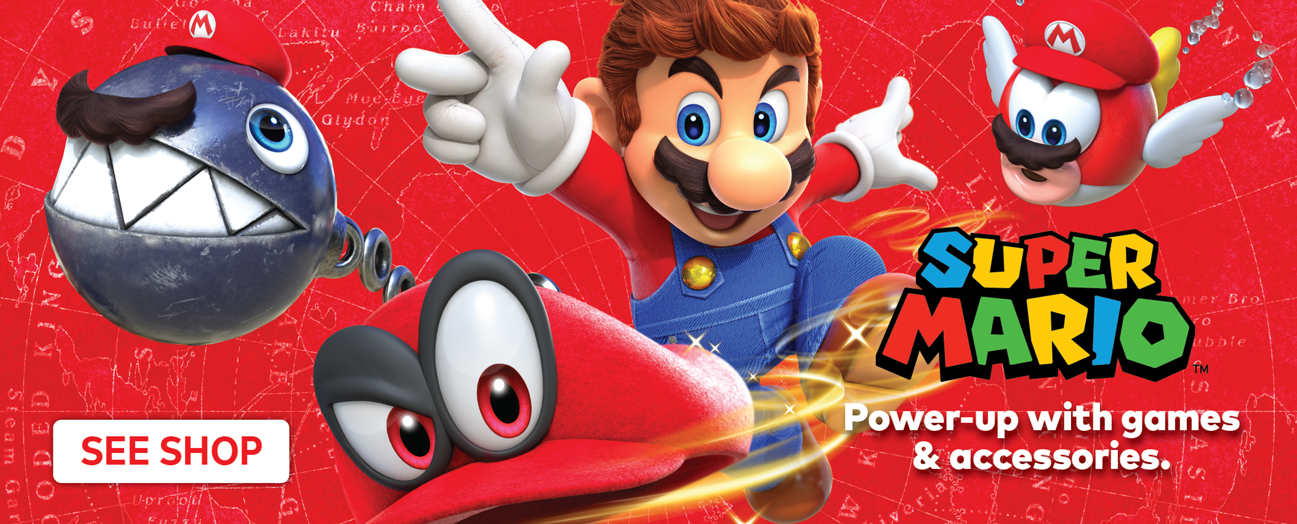 Clickable Image of Super Mario Odyssey Characters - Power-up with games and accessories - US