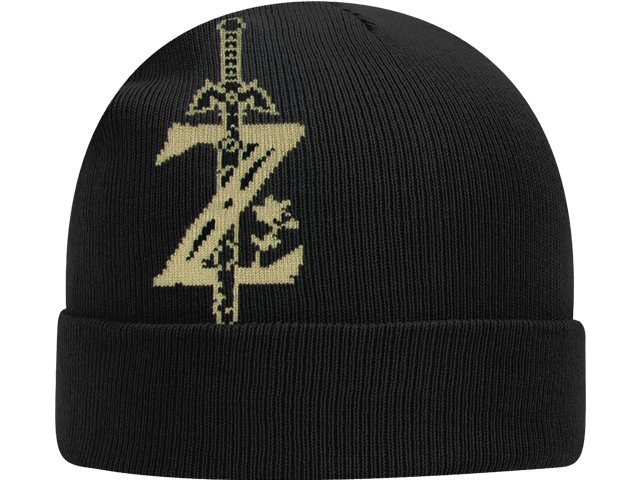 CG - Knit Cap - Zelda - Black - Sword - Front