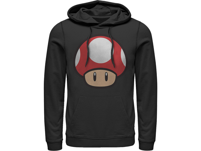 Hoodie - Power Up Mushroom - Black - Front